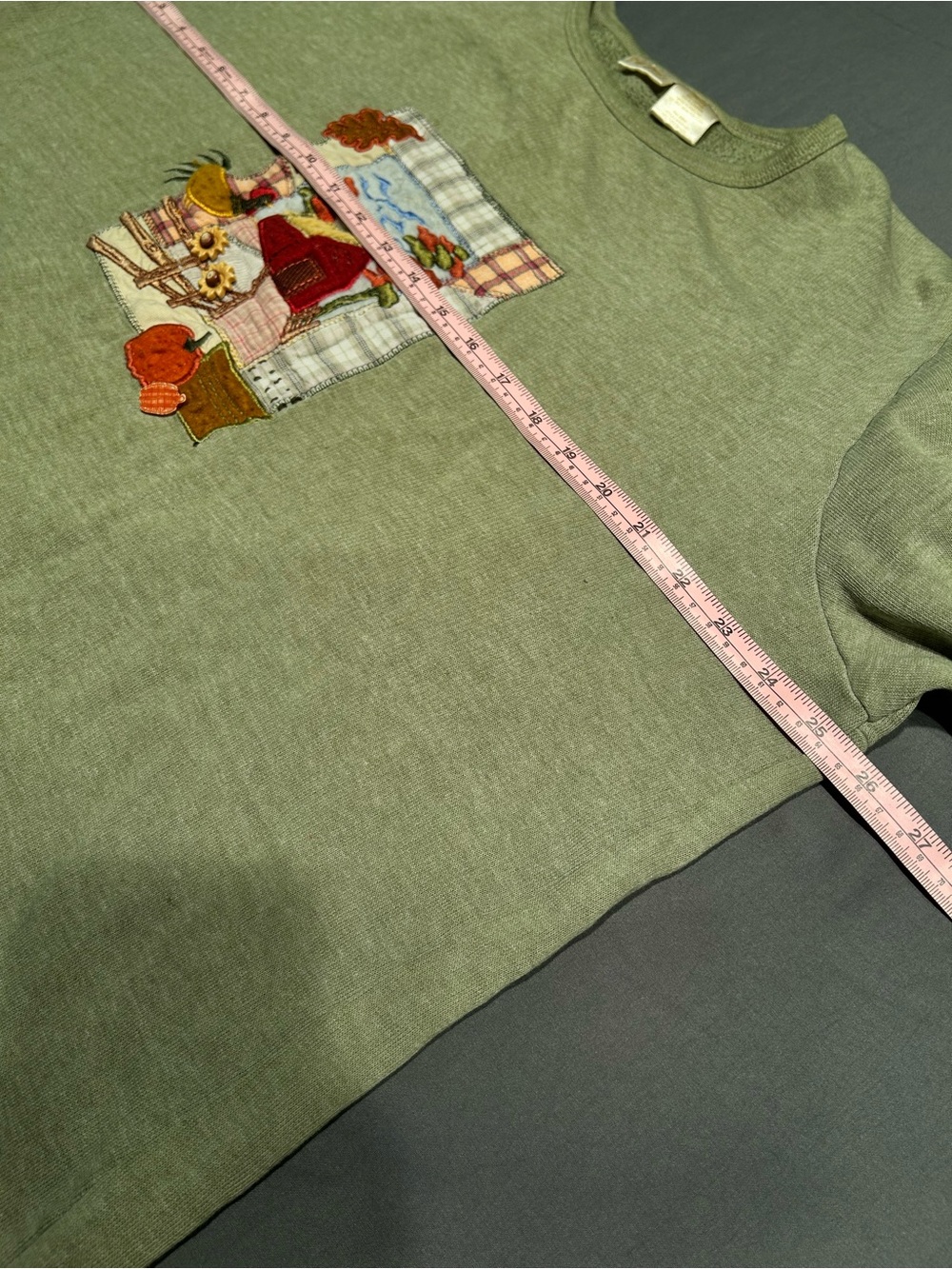 Vintage Bobbie Brooks Green Fall Farm Themed Sweatshirt - Picture 5 of 6